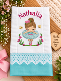 Blue Ballerina Baby Burp Cloth