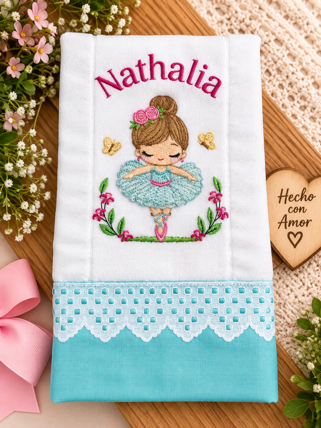 Blue Ballerina Baby Burp Cloth