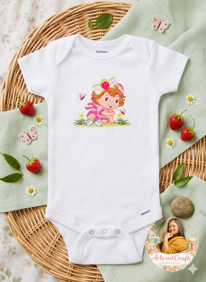 Strawberry Baby Girl Onesie – Cute DTF Print Bodysuit | Sweet Baby Outfit