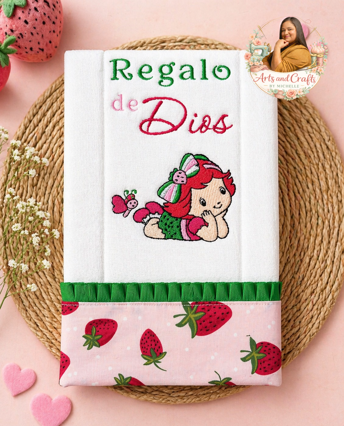 Regalo de Dios Strawberry Baby Burp Cloth