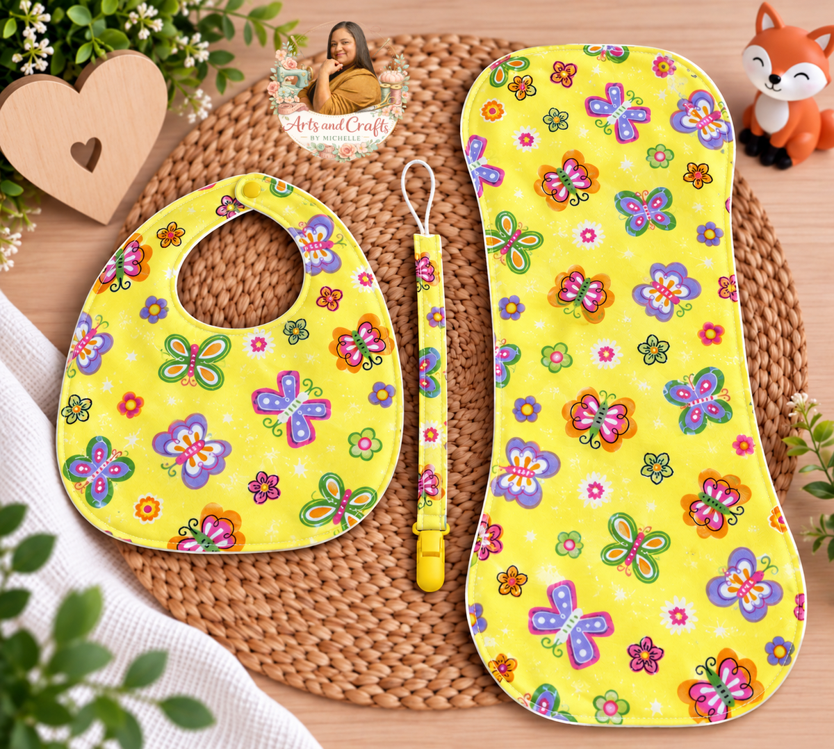 Personalized Baby Diaper Bag Gift Set – 5 Piece Handmade Baby Essentials Set