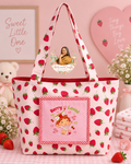 Strawberry X-Large Baby Diaper Bag – Large Handmade Tote Bag with inside Pockets