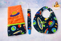 Space Baby Gift Set (3 Pieces) – Burp Cloth, Bib & Pacifier Holder