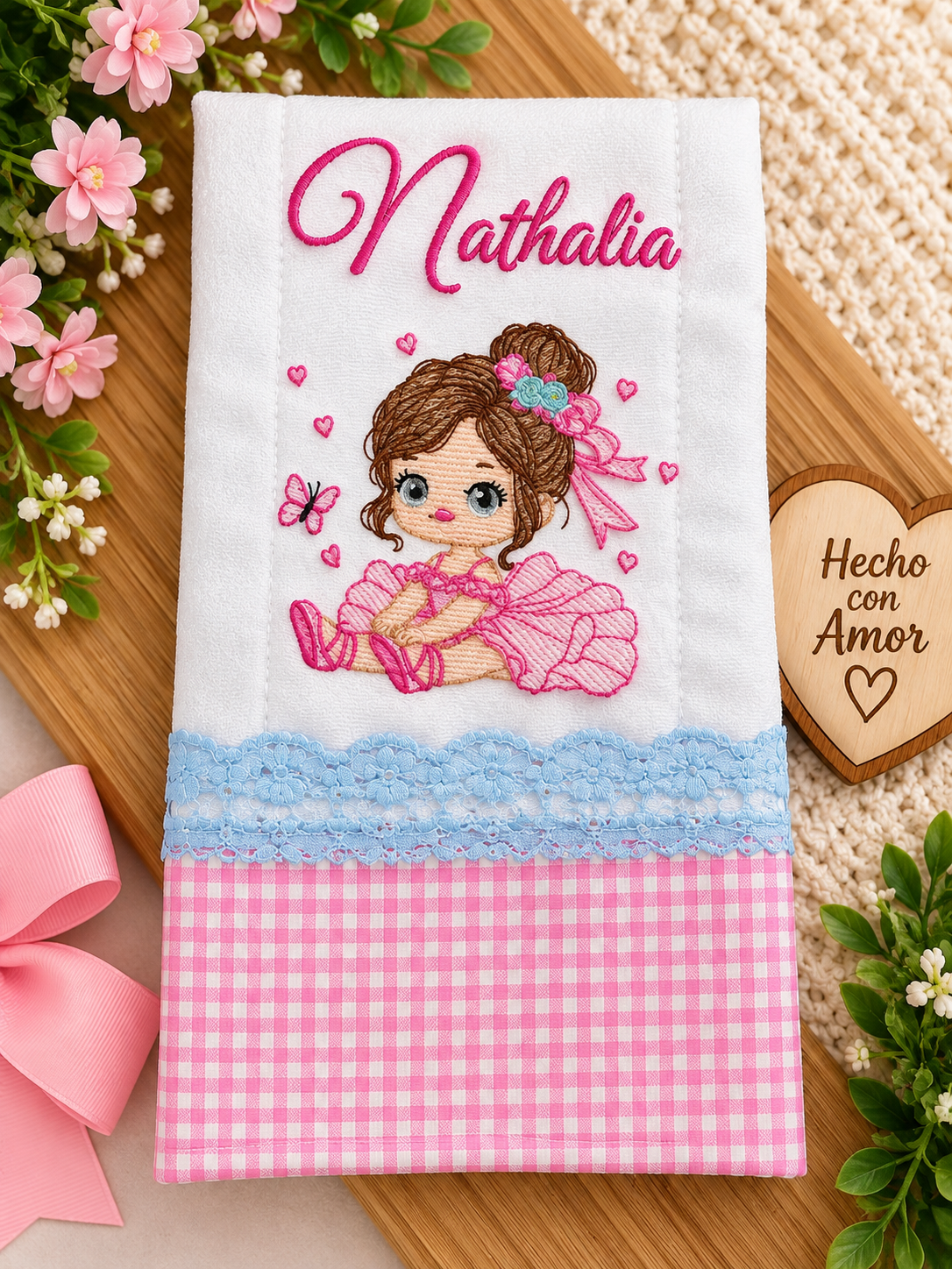 Pink Ballerina Baby Burp Cloth