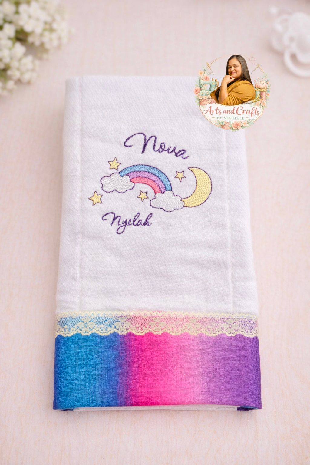 Over the Moon Baby Burp Cloth