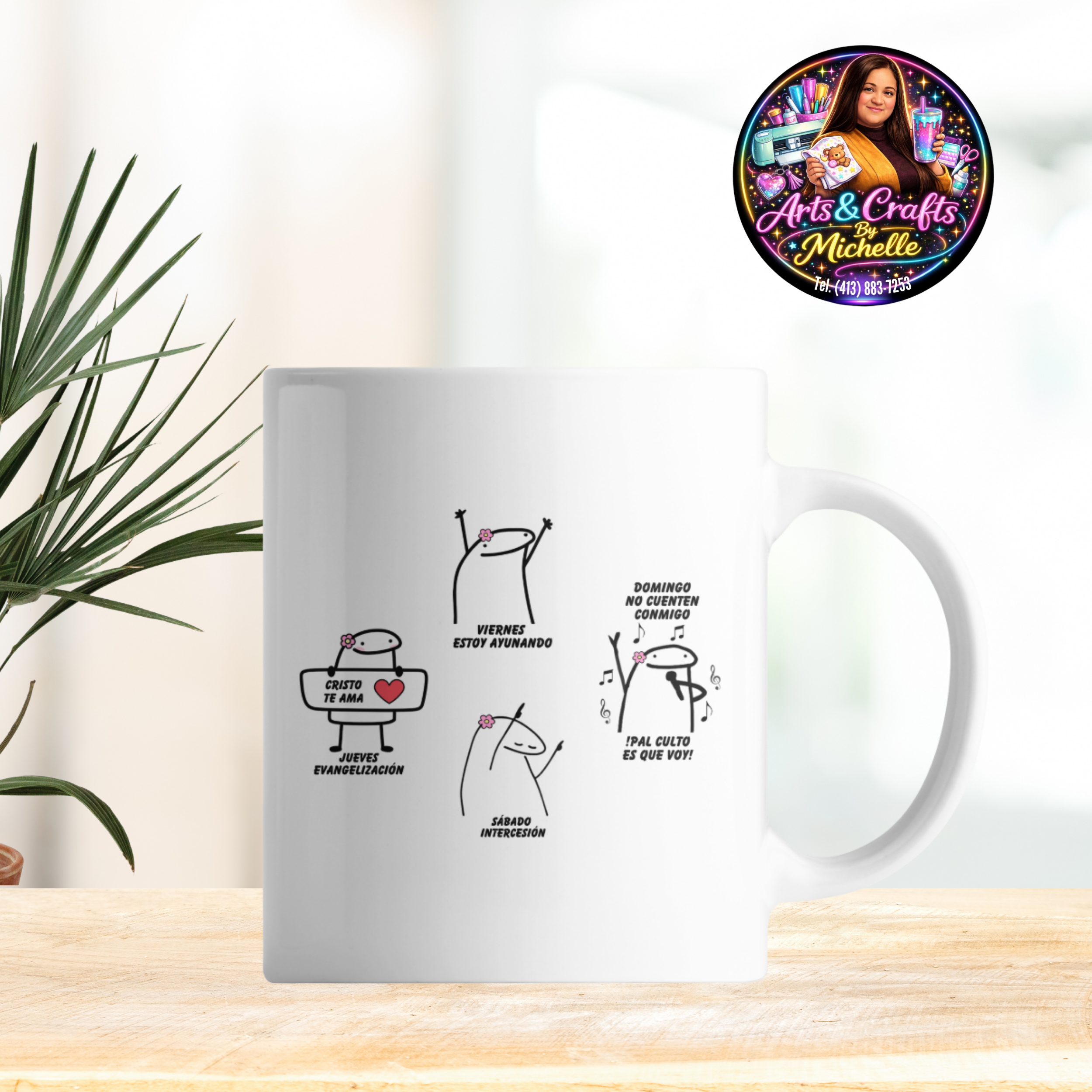 Flork Funny Christian PNG Design – Editable Canva Template – 15oz Mug Design – Instant Digital Download