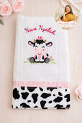 Pink Cow Baby Burp Cloth