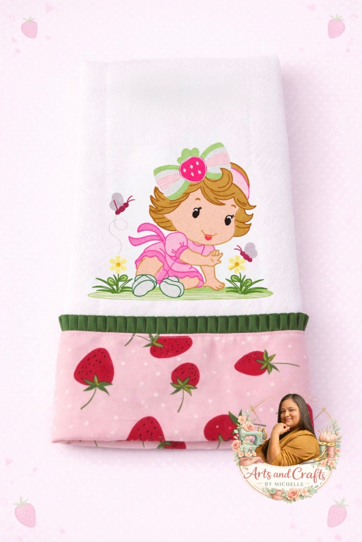 Strawberries Baby Girl Burp Cloth