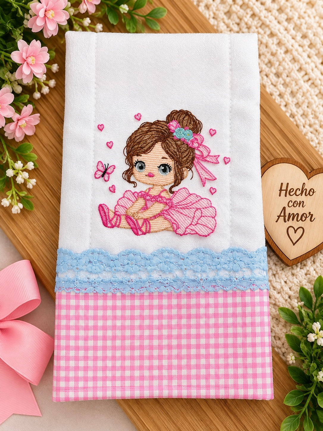 Pink Ballerina Baby Burp Cloth
