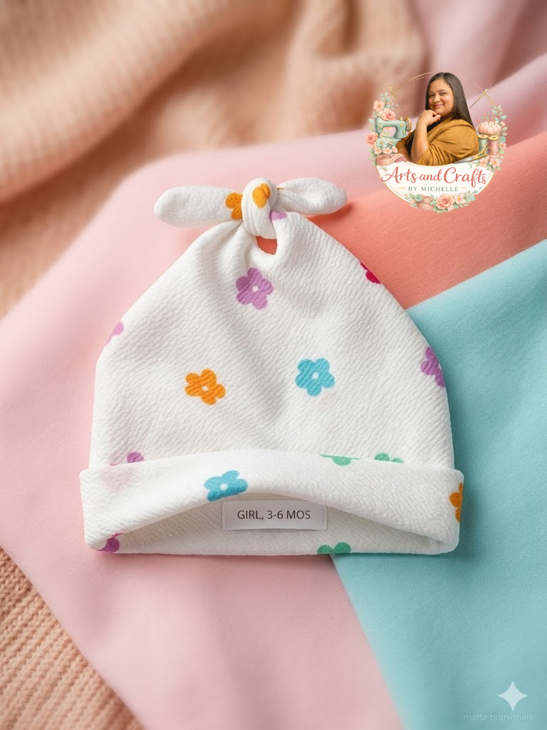 Retro Daisy Baby Bow Beanie - Ultra Soft Spandex