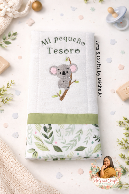 2 pc Koala Baby Gift Set – Bib & Burp Cloth| Personalized Baby Gift