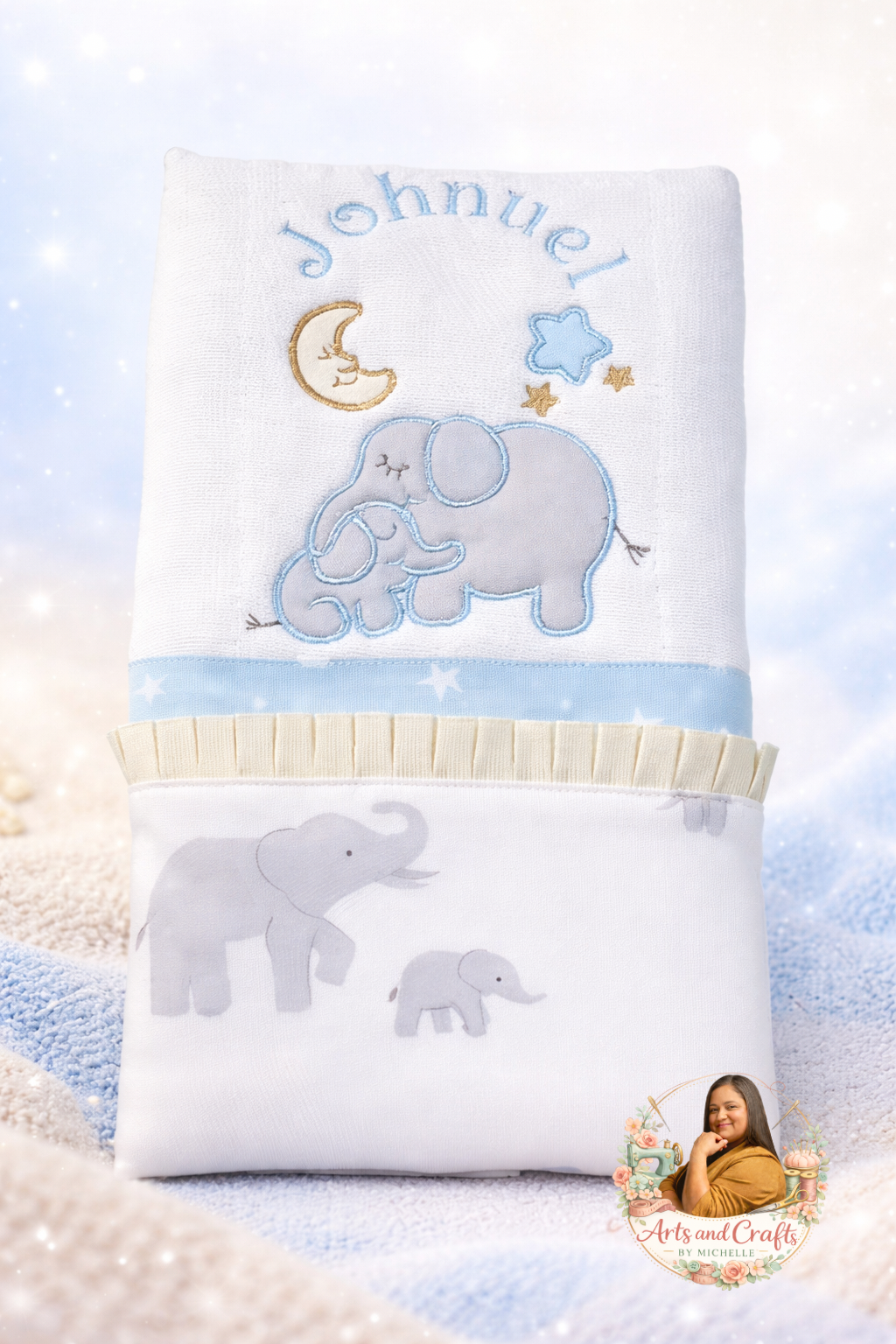 Daddy & Me | Elephant Baby Burp Cloth