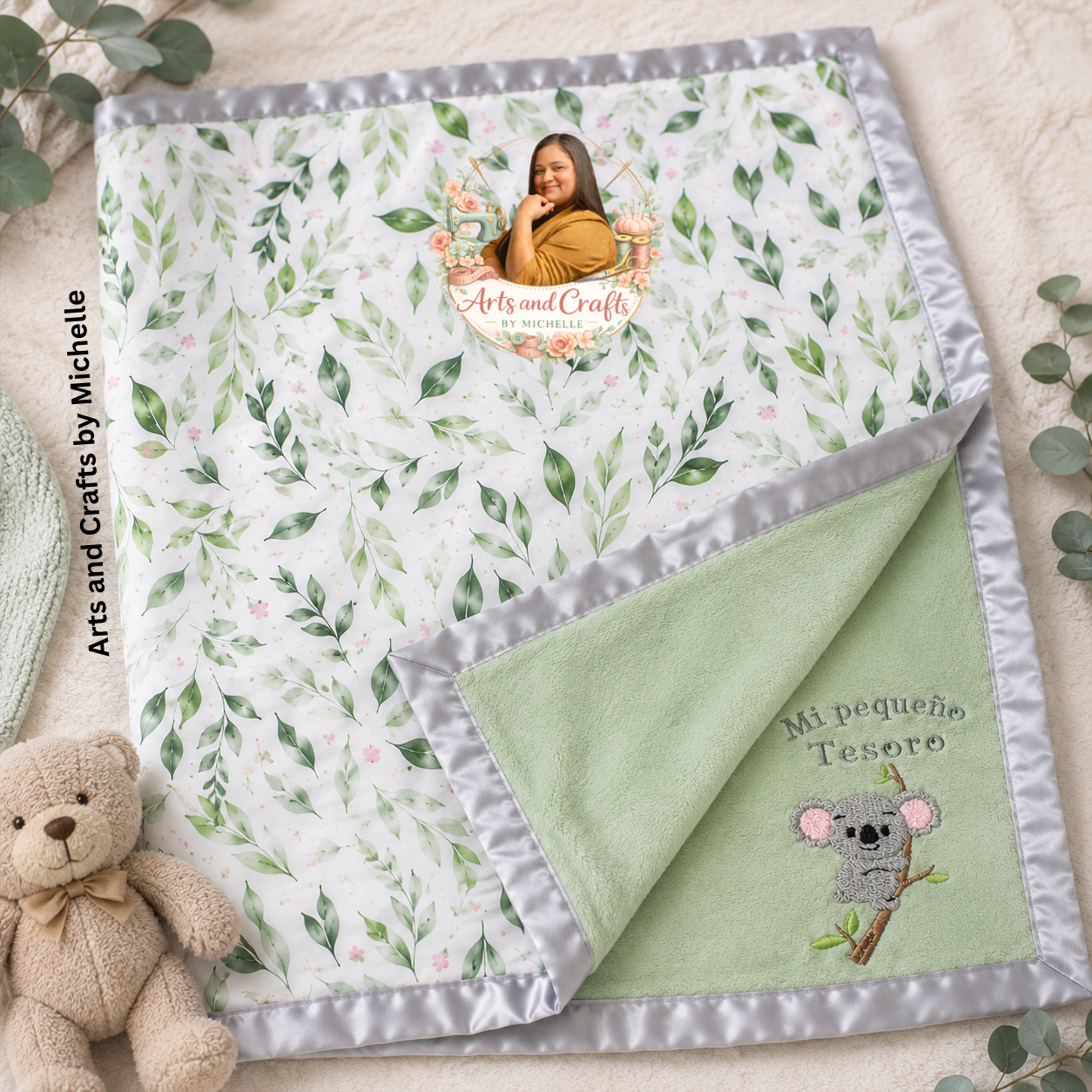 4 pc Koala Baby Gift Set – Bib, Burp Cloth, Blanket and Onesie Personalized | Baby Gift Set