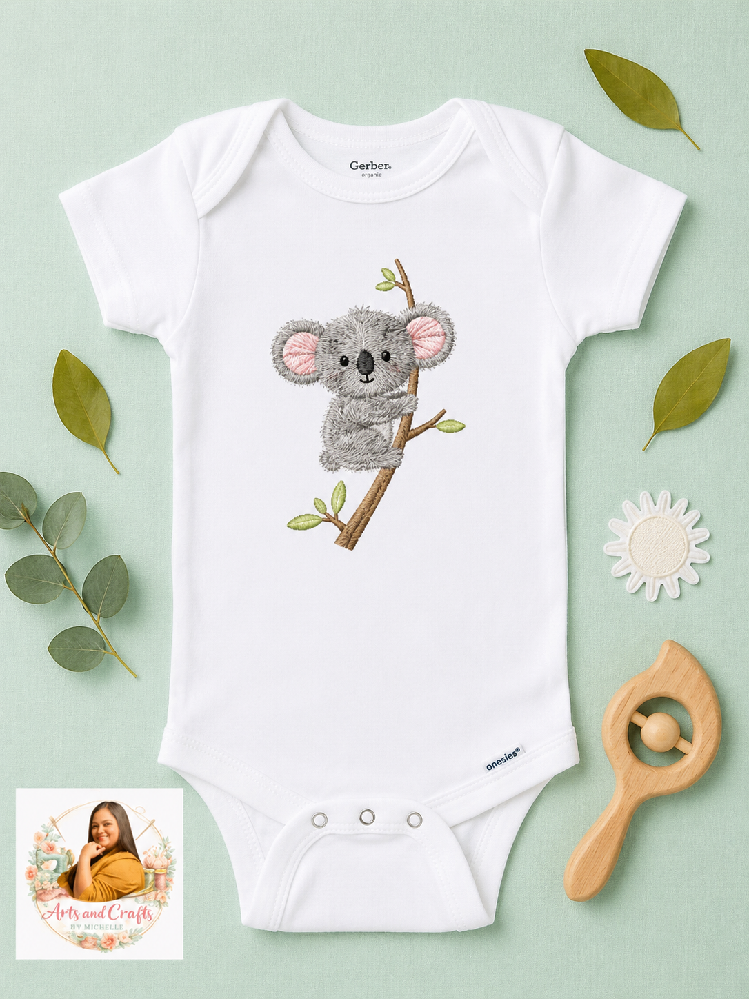 4 pc Koala Baby Gift Set – Bib, Burp Cloth, Blanket and Onesie Personalized | Baby Gift Set