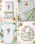 4 pc Koala Baby Gift Set – Bib, Burp Cloth, Blanket and Onesie Personalized | Baby Gift Set