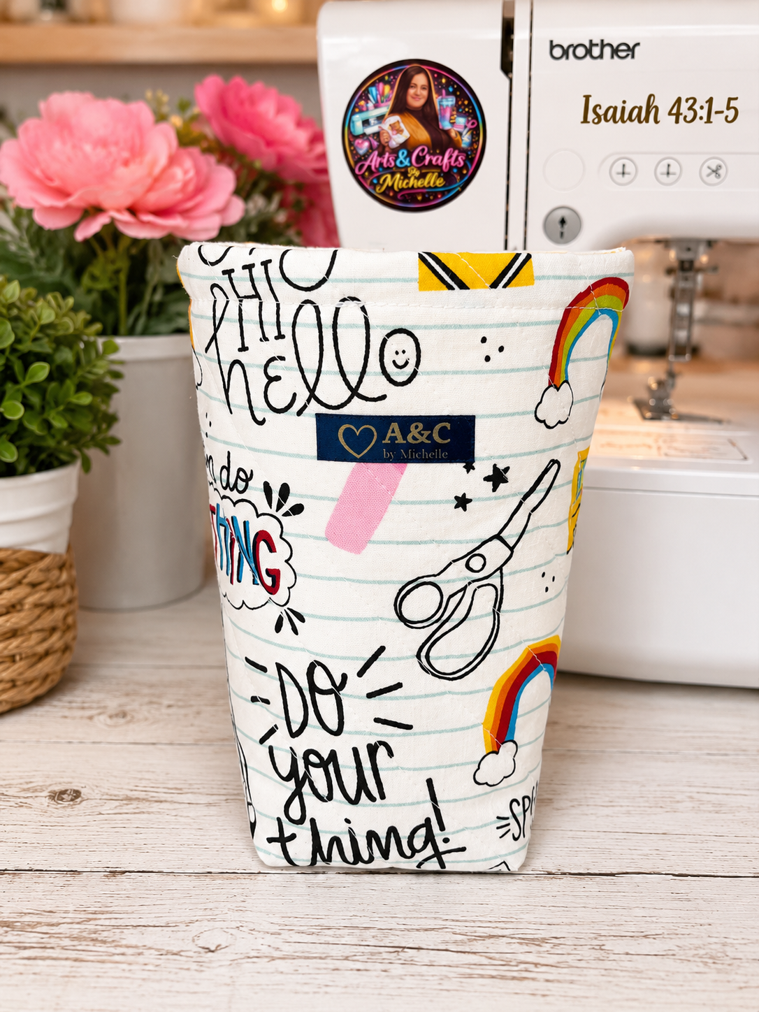 Cozy Cup | Cup Sleeve | School Themed Cup Sleeve | Reusable Fabric Drink Cozy | Teacher Gift