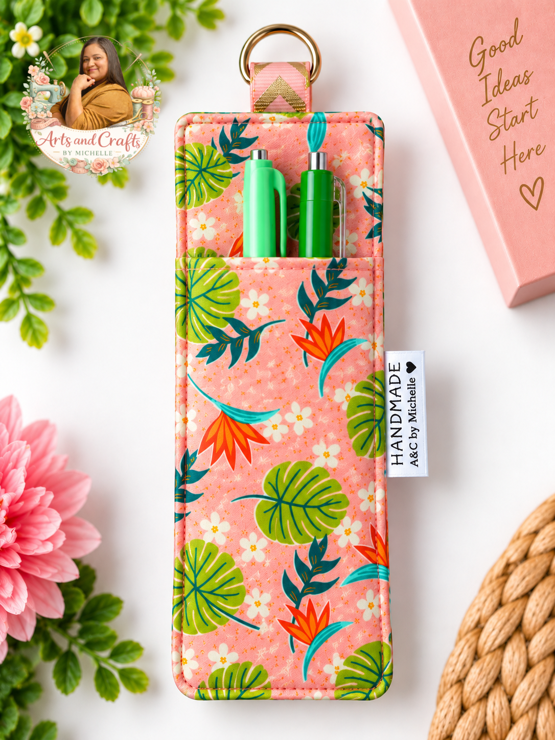 Handmade Lanyard Pen & Glasses Holder – Double-Sided 4 Pocket Organizer