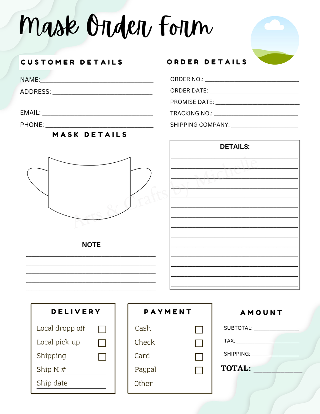 Editable Order Forms Template, Small Business Planner (Canva Template, US Letter Size)