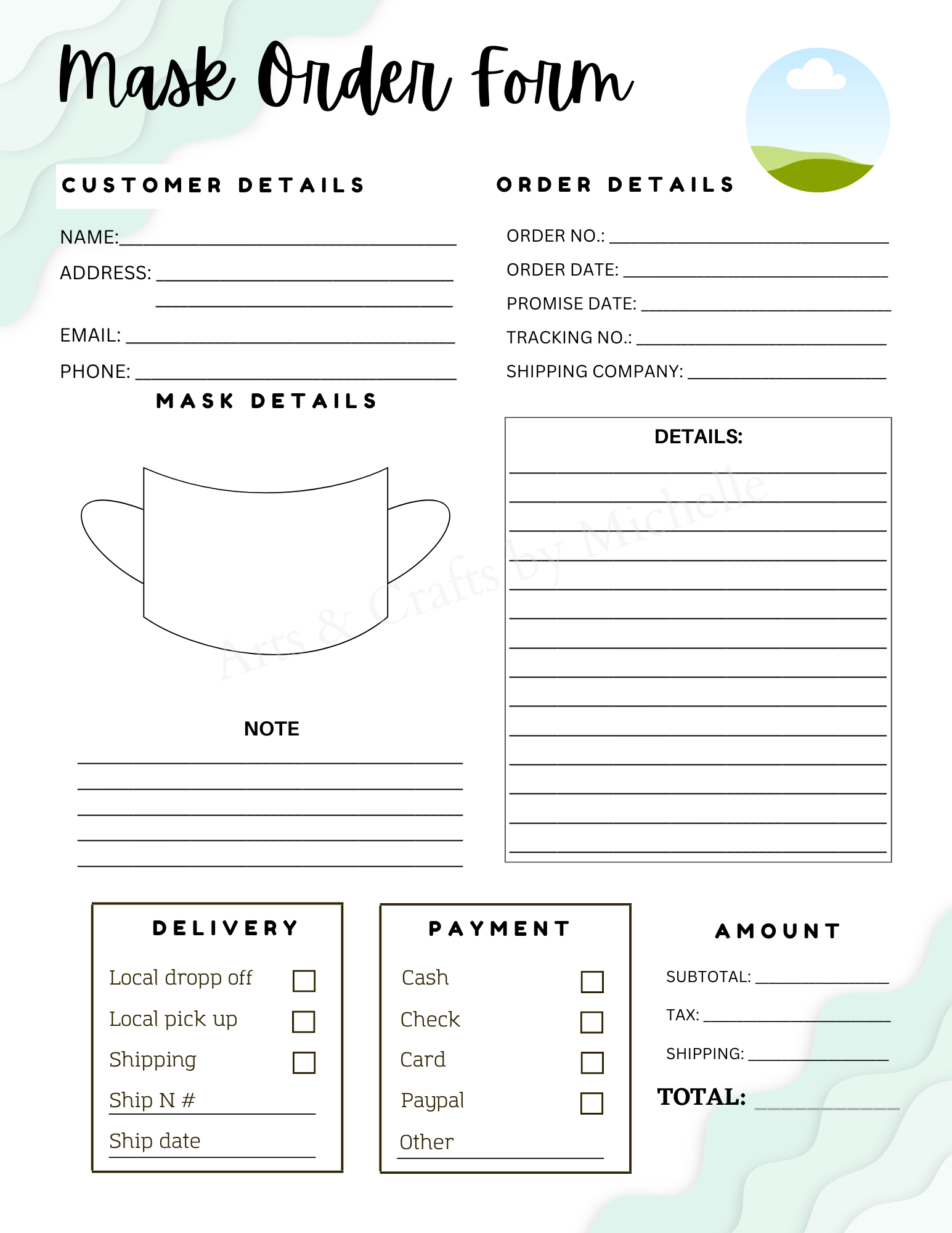 Editable Order Forms Template, Small Business Planner (Canva Template, US Letter Size)
