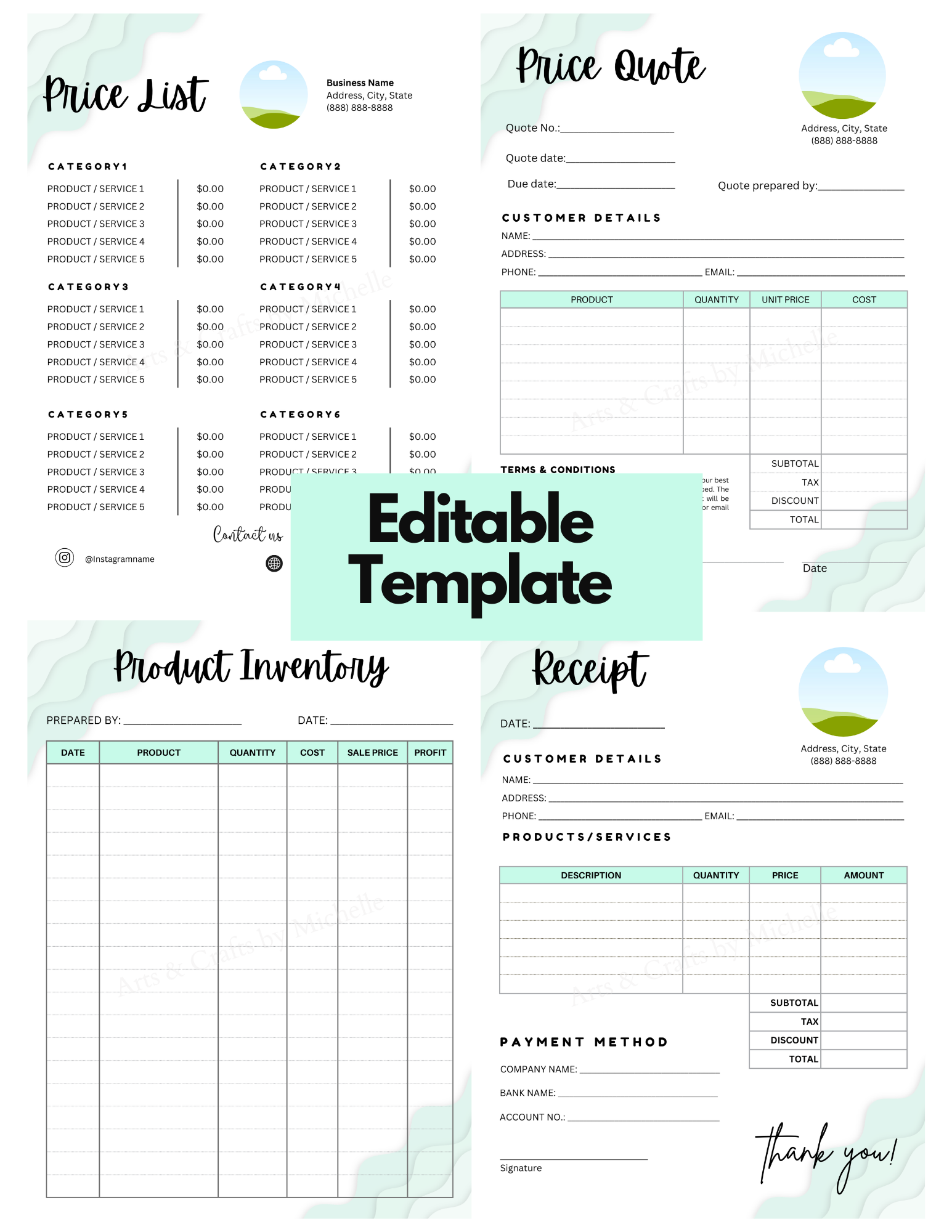 Editable Order Forms Template, Small Business Planner (Canva Template, US Letter Size)